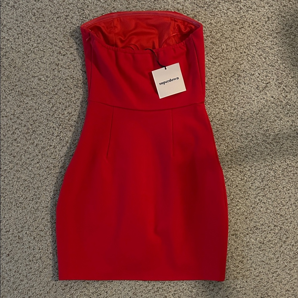 Superdown Red Strapless Dress - Picture 3 of 4
